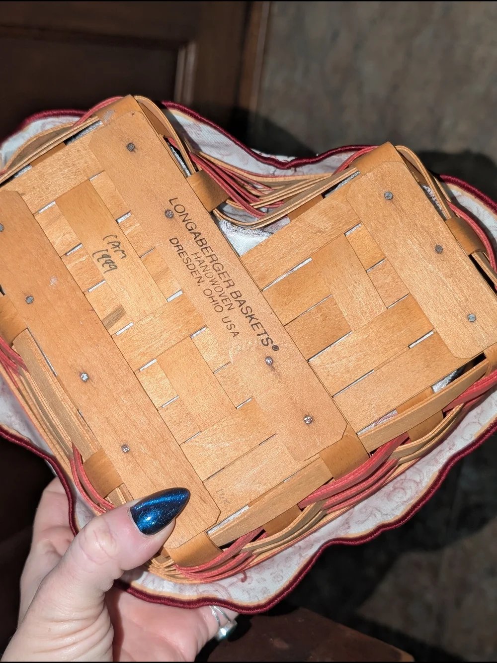 Vintage Longaberger 1999 Love Letters Sweetheart Basket Combo